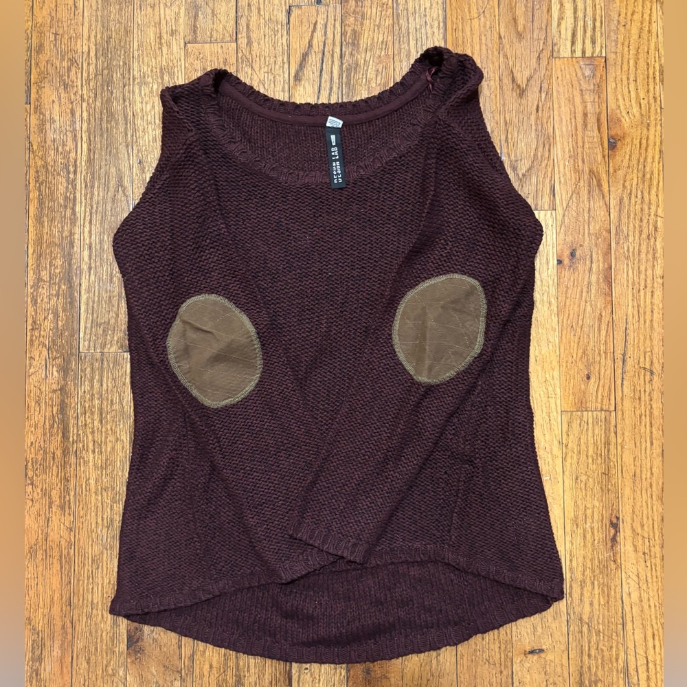 Design Lab Burgundy Knit sweater with Elbow Patches